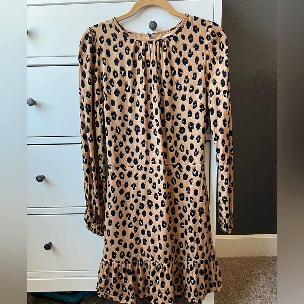 NWOT A New Day Tan and Black Animal Print Dress Small